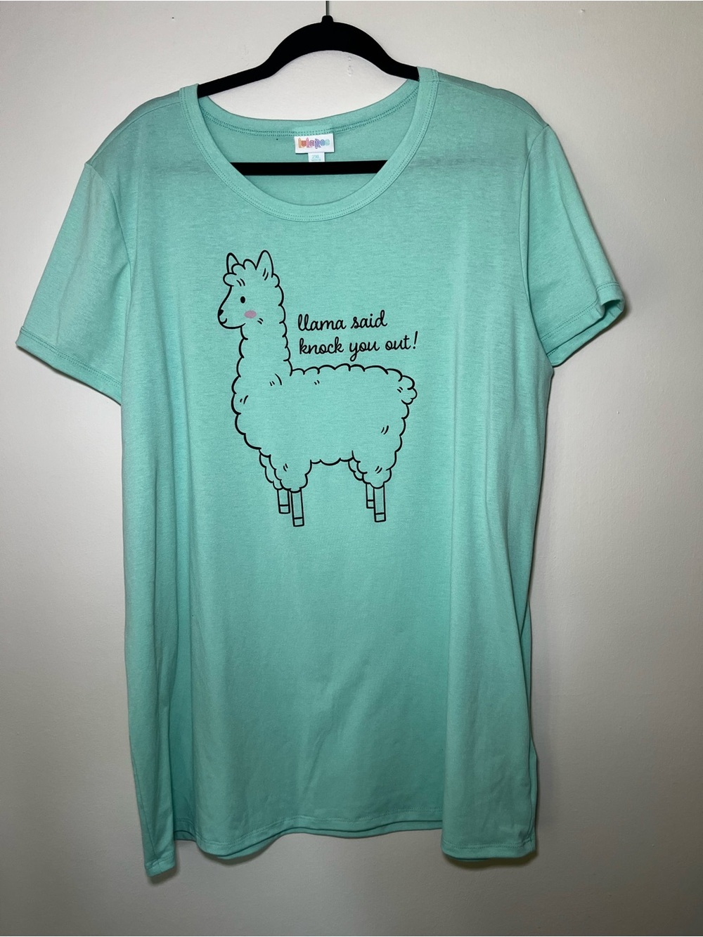 LuLaRoe Liv Mint Green Llama Graphic Tee